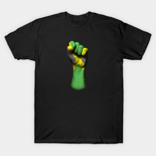 Flag of Jamaica on a Raised Clenched Fist T-Shirt